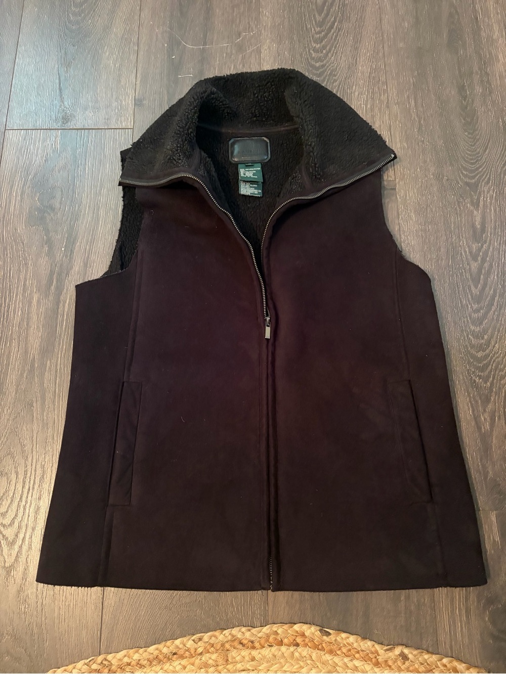 Ralph Lauren Black Sherpa-Lined Zip Front Vest